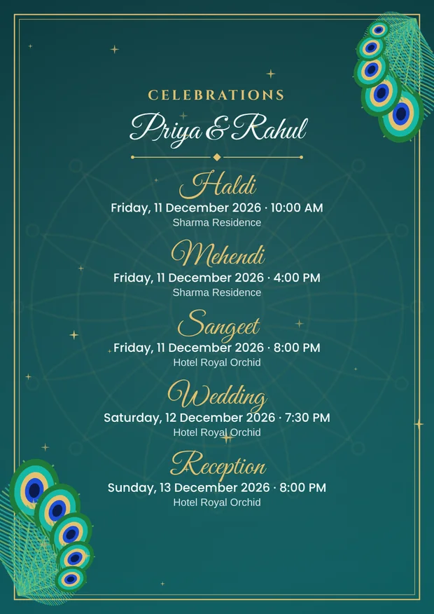 Functions schedule page